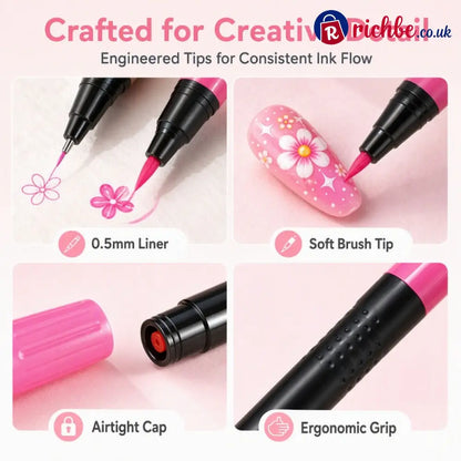 ⏳Time-Limited Special⏰24 Colors Dual Ended Nail Art Pens Set🪄🎨 - Hot sale