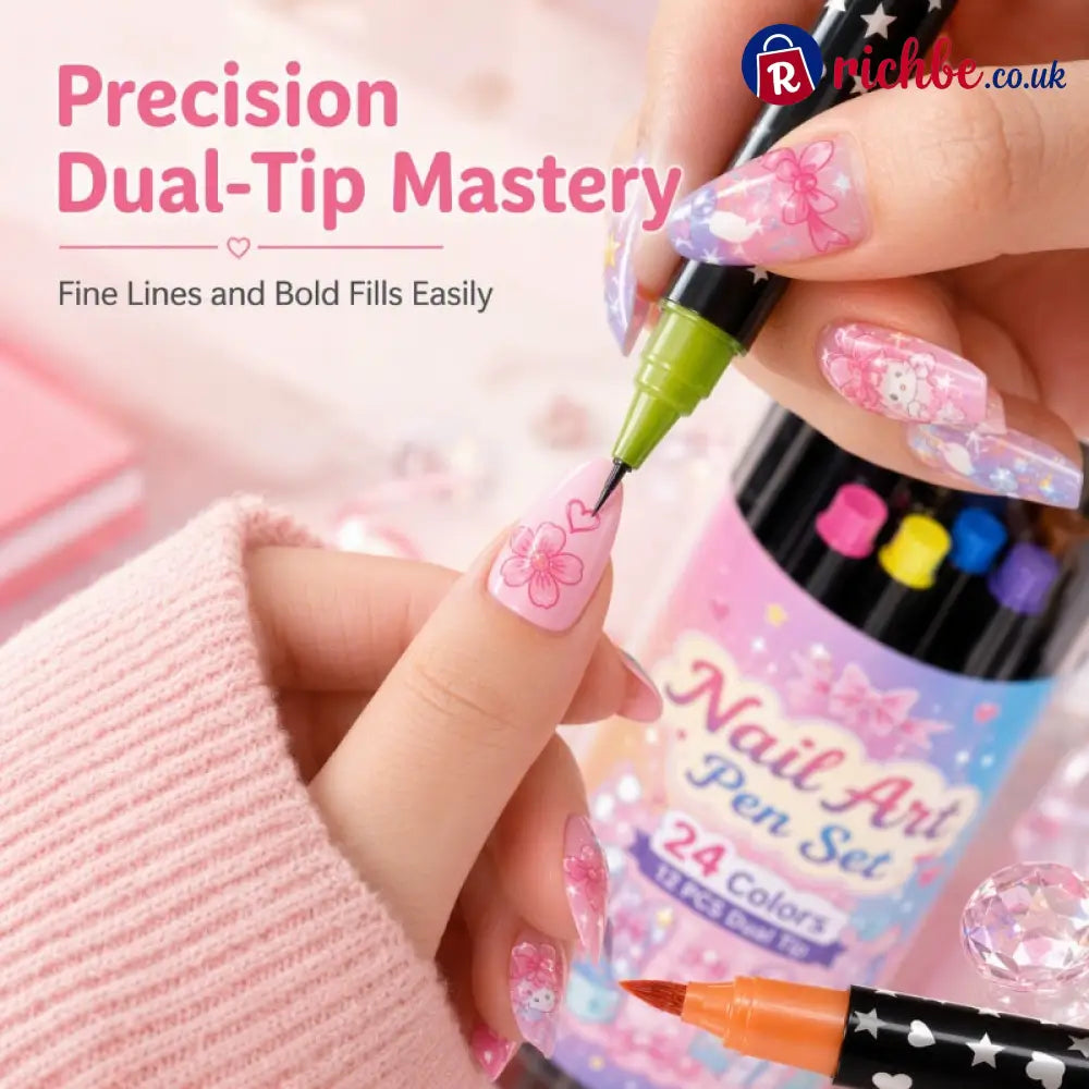 ⏳Time-Limited Special⏰24 Colors Dual Ended Nail Art Pens Set🪄🎨 - Hot sale
