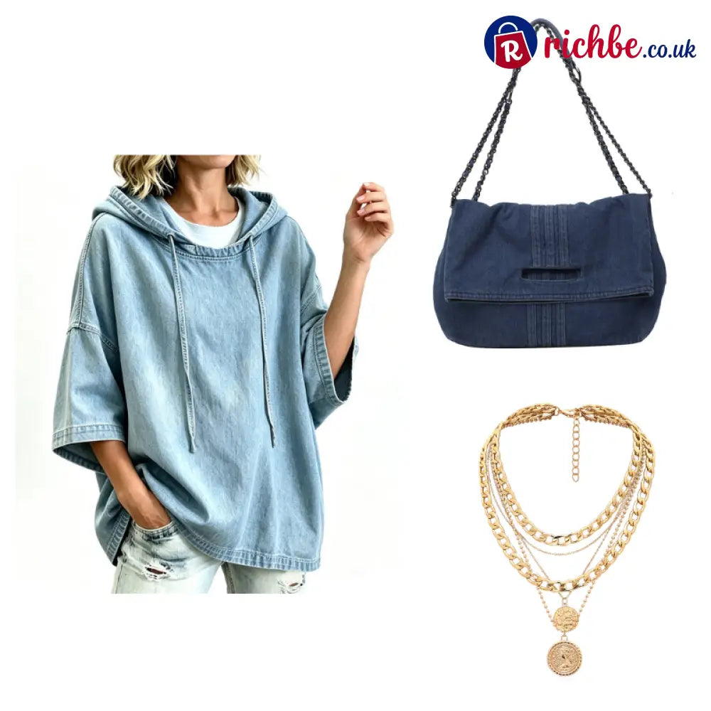 ⏳Time-Limited Special 49% Off⏰🍂 Women’s Casual Loose Denim Hoodie – Relaxed Comfort & Effortless Autumn Style