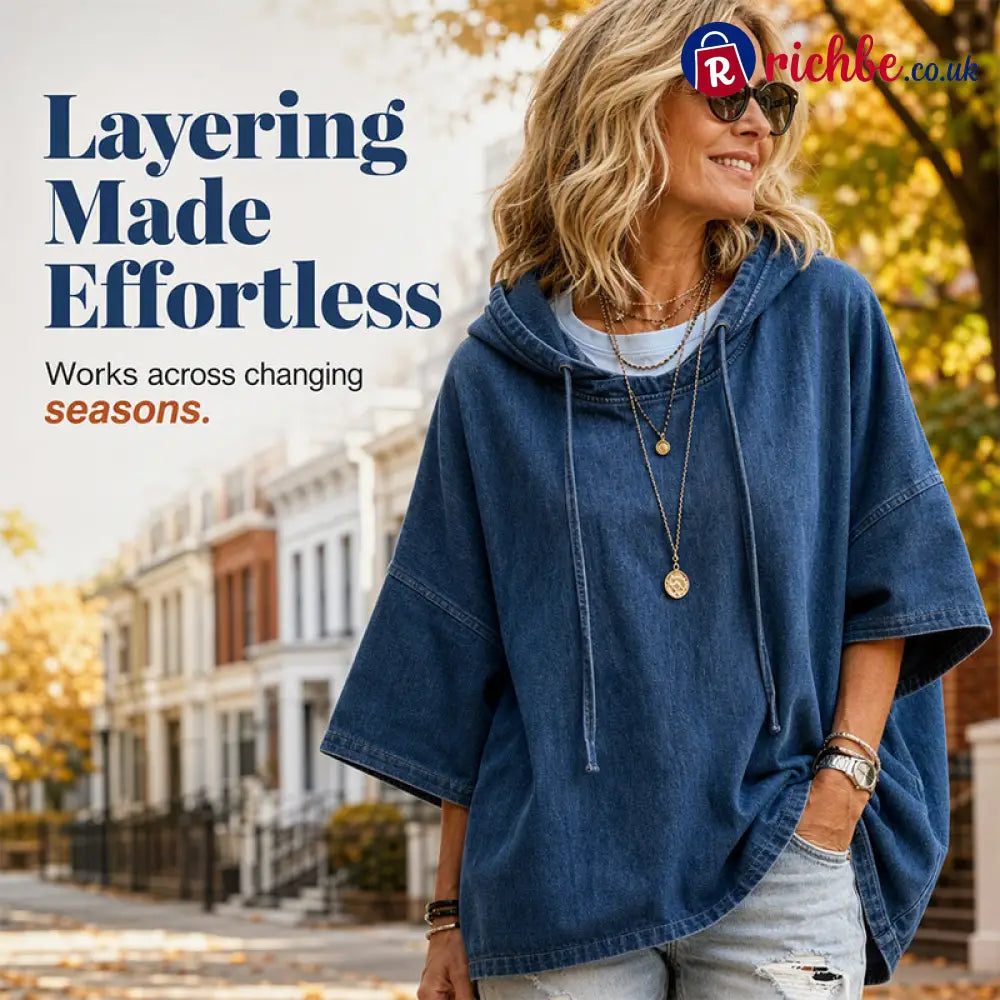 ⏳Time-Limited Special 49% Off⏰🍂 Women’s Casual Loose Denim Hoodie – Relaxed Comfort & Effortless Autumn Style