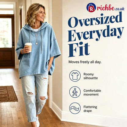 ⏳Time-Limited Special 49% Off⏰🍂 Women’s Casual Loose Denim Hoodie – Relaxed Comfort & Effortless Autumn Style