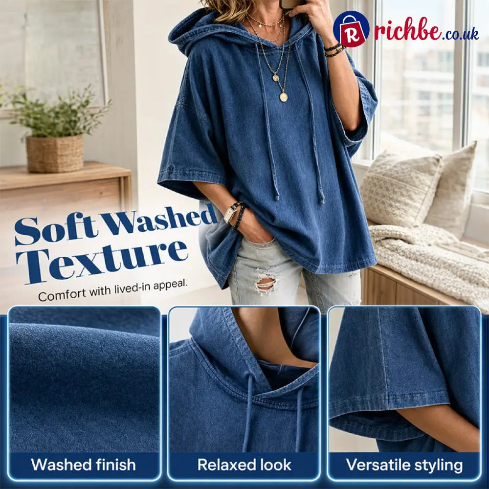 ⏳Time-Limited Special 49% Off⏰🍂 Women’s Casual Loose Denim Hoodie – Relaxed Comfort & Effortless Autumn Style