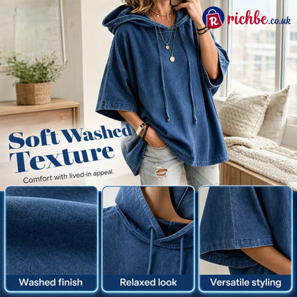 ⏳Time-Limited Special 49% Off⏰🍂 Women’s Casual Loose Denim Hoodie – Relaxed Comfort & Effortless Autumn Style