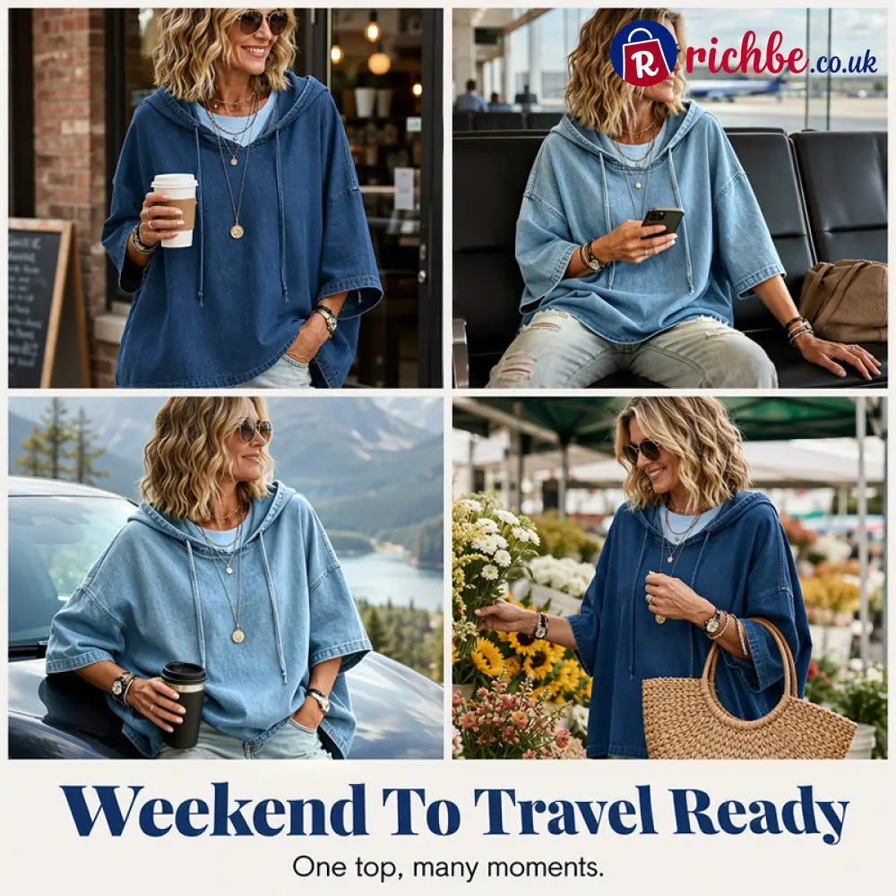 ⏳Time-Limited Special 49% Off⏰🍂 Women’s Casual Loose Denim Hoodie – Relaxed Comfort & Effortless Autumn Style