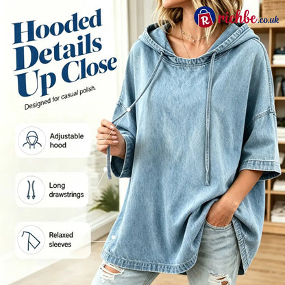 ⏳Time-Limited Special 49% Off⏰🍂 Women’s Casual Loose Denim Hoodie – Relaxed Comfort & Effortless Autumn Style