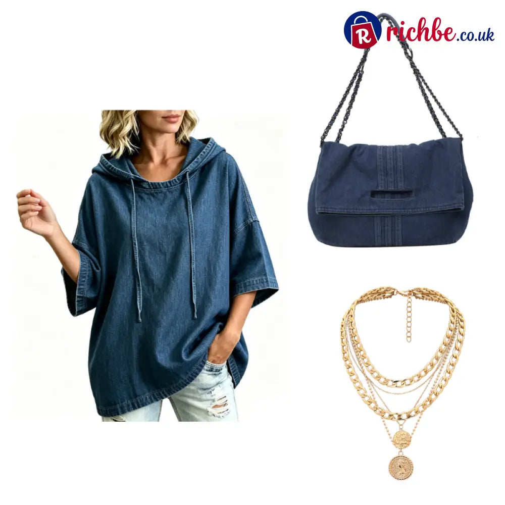 ⏳Time-Limited Special 49% Off⏰🍂 Women’s Casual Loose Denim Hoodie – Relaxed Comfort & Effortless Autumn Style