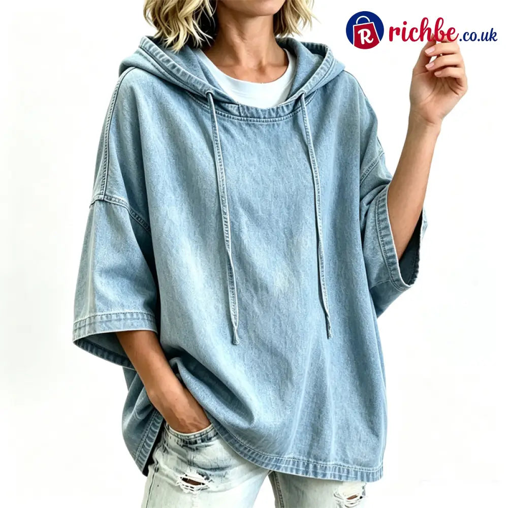 ⏳Time-Limited Special 49% Off⏰🍂 Women’s Casual Loose Denim Hoodie – Relaxed Comfort & Effortless Autumn Style - Light
