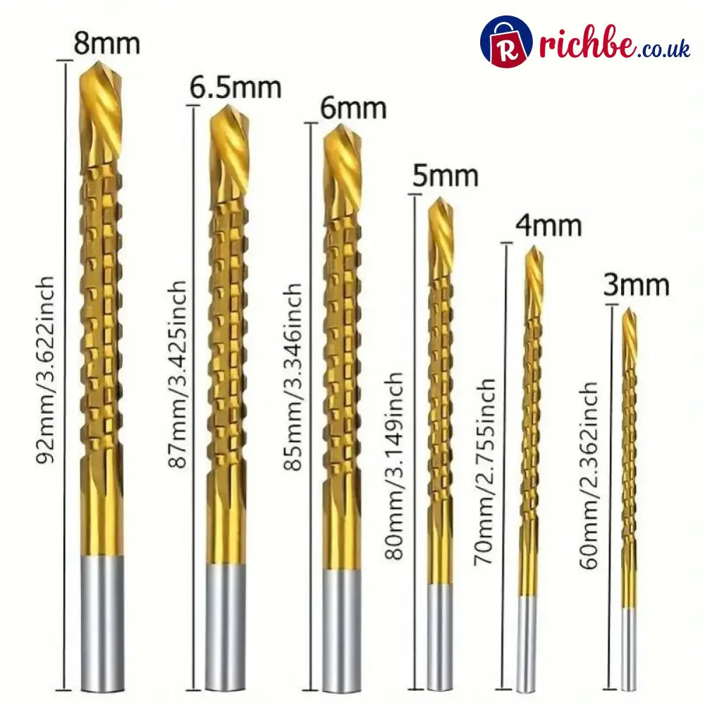 Titanium-Coated Drill Bit Set - 6-Piece Set