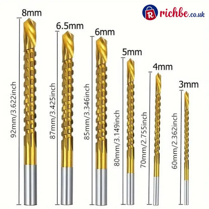 Titanium-Coated Drill Bit Set - 6-Piece Set