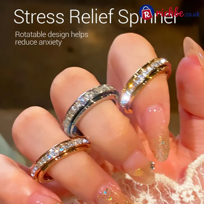 ✨💕Titanium Steel Rotatable Spinner Ring with Zirconia - Clothing & Accessories