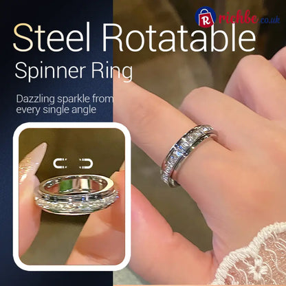 ✨💕Titanium Steel Rotatable Spinner Ring with Zirconia - Clothing & Accessories