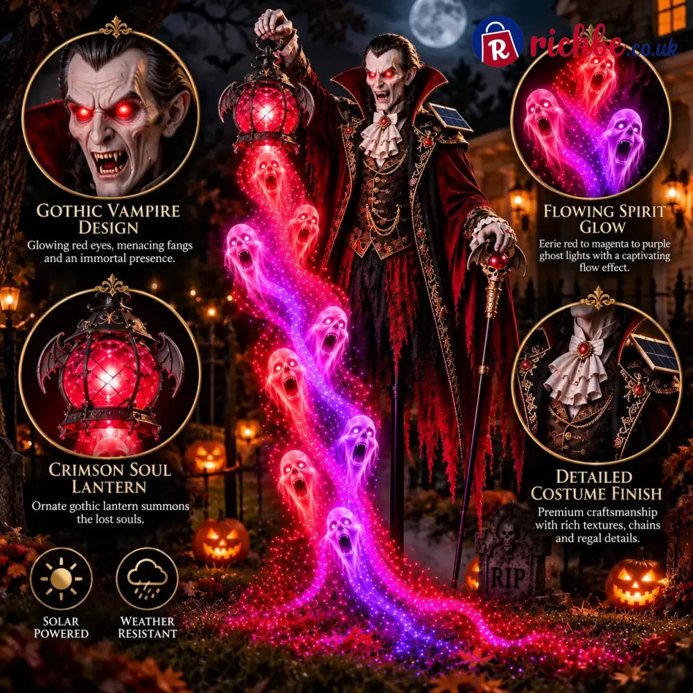 🎁 Today Only: 48% Off 🎁🧛 Vampire Lord Crimson Soul Solar Garden Light - Plague Doctor