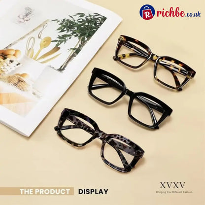 ✨👓Tortoiseshell Reading Glasses – Blue Light Blocking Oversized Square Readers - 3 Pack*mix 1 / 0.0 x - (under 45 years