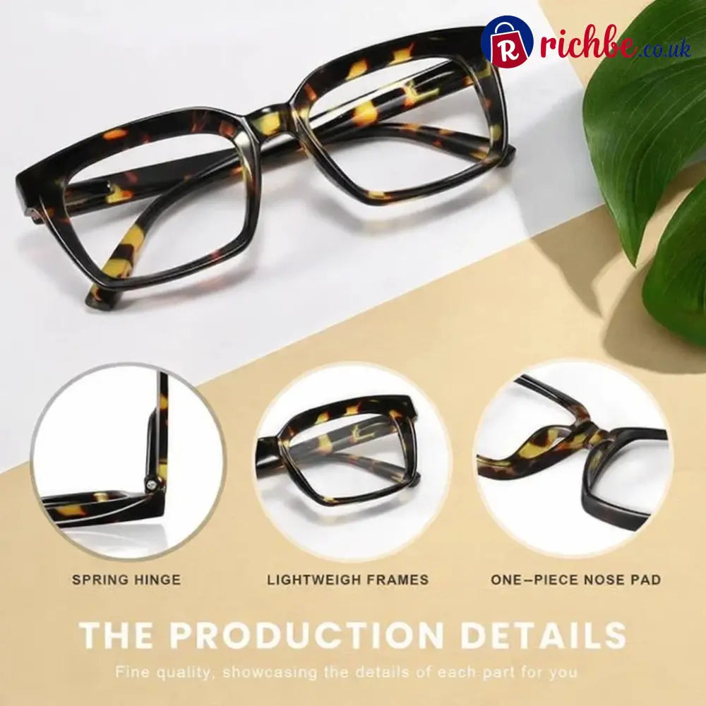 ✨👓Tortoiseshell Reading Glasses – Blue Light Blocking Oversized Square Readers