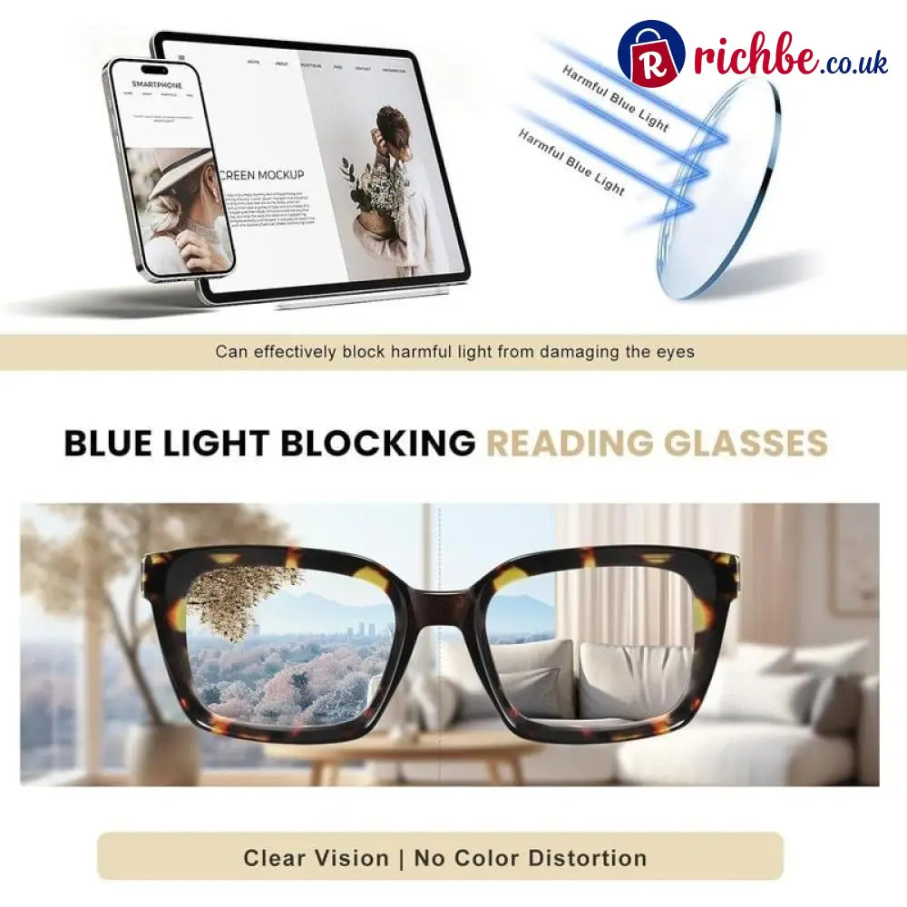 ✨👓Tortoiseshell Reading Glasses – Blue Light Blocking Oversized Square Readers