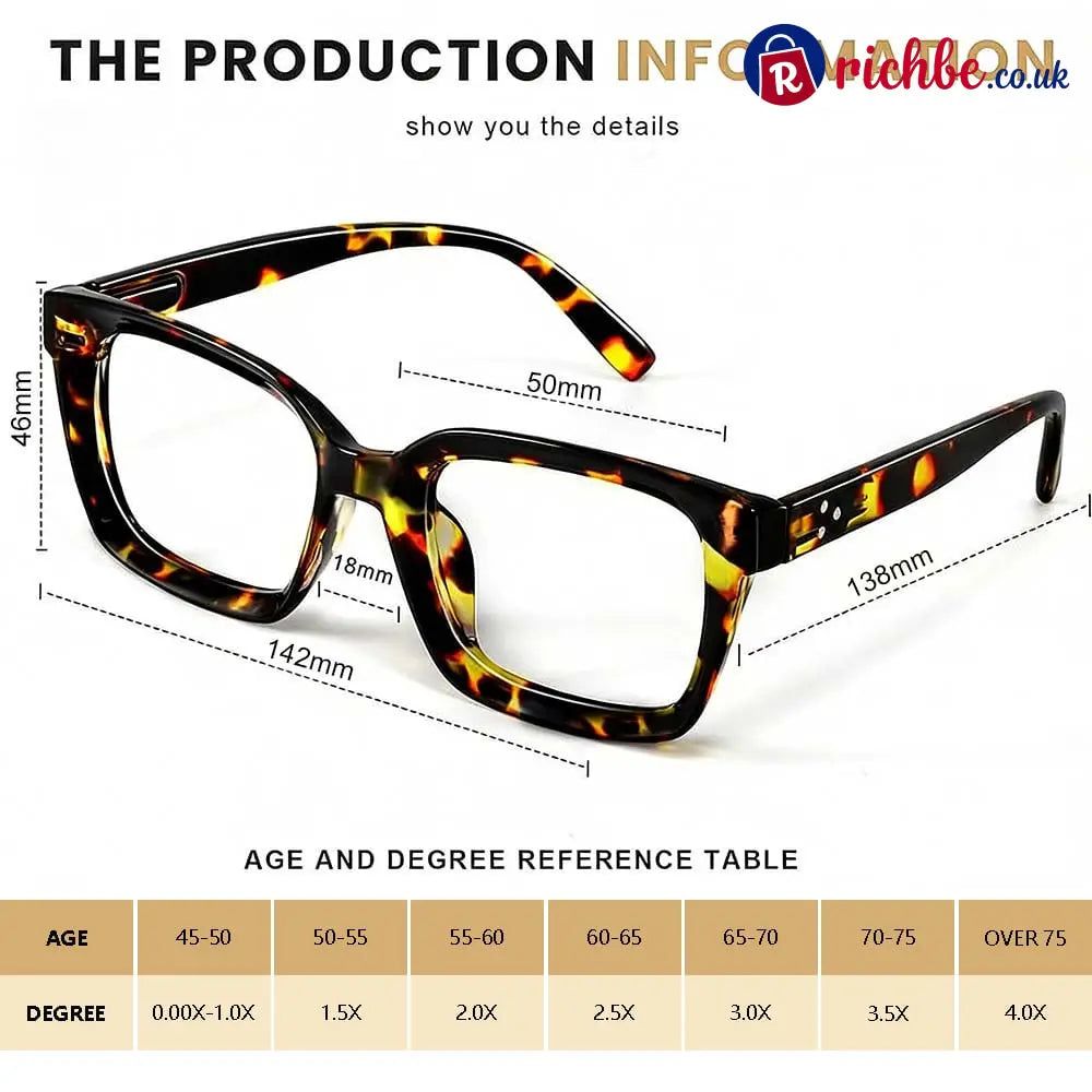 ✨👓Tortoiseshell Reading Glasses – Blue Light Blocking Oversized Square Readers