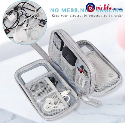 🔥Travel Cable Organizer Pouch Double Layers All-in-One Storage Bag for Cord