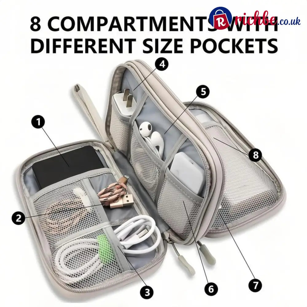 🔥Travel Cable Organizer Pouch Double Layers All-in-One Storage Bag for Cord