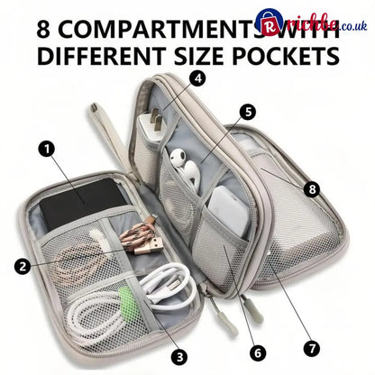 🔥Travel Cable Organizer Pouch Double Layers All-in-One Storage Bag for Cord