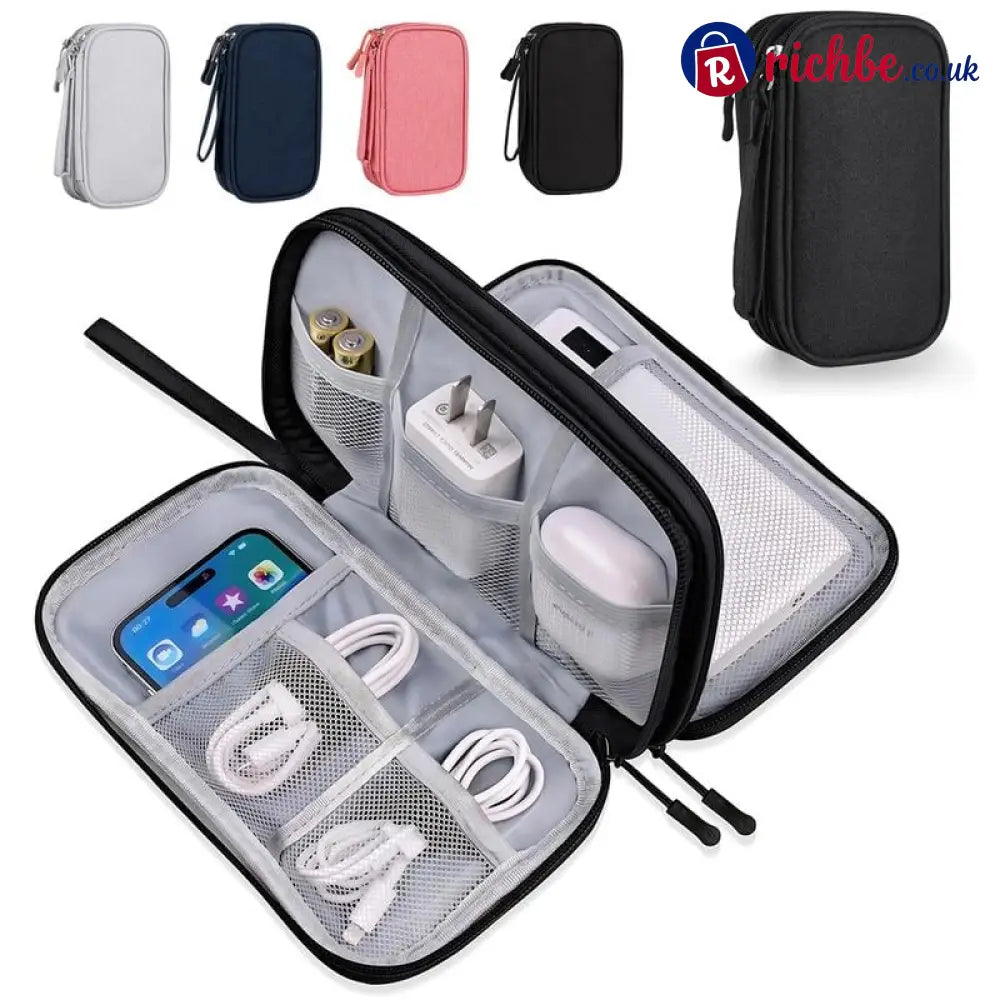 🔥Travel Cable Organizer Pouch Double Layers All-in-One Storage Bag for Cord