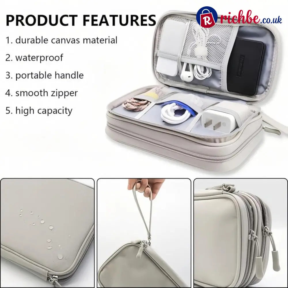 🔥Travel Cable Organizer Pouch Double Layers All-in-One Storage Bag for Cord