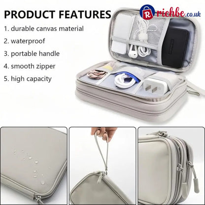 🔥Travel Cable Organizer Pouch Double Layers All-in-One Storage Bag for Cord