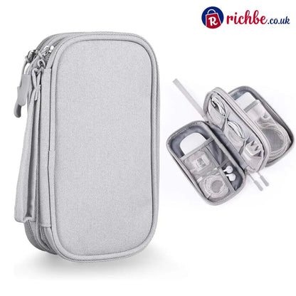 🔥Travel Cable Organizer Pouch Double Layers All-in-One Storage Bag for Cord - Gray