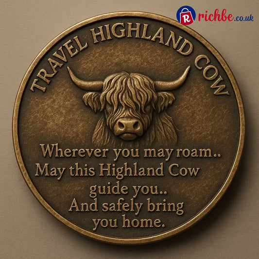Travel Highland Cow Coin