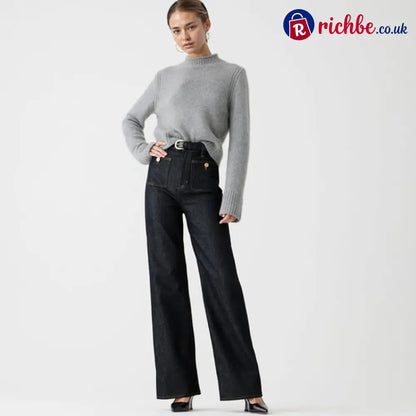 🧣👖Tummy Control Sailor Wide Leg Trouser - Black / Petite=28’’ / XS/US 2-4