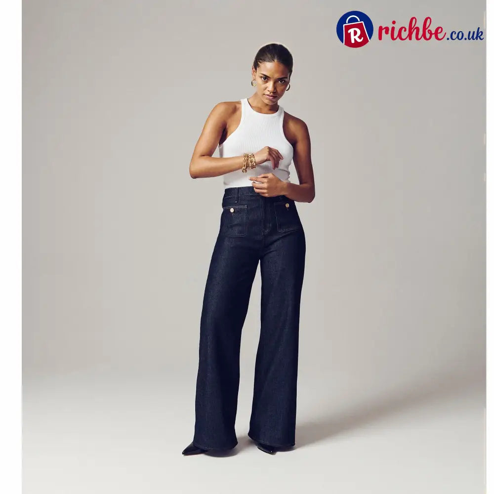 🧣👖Tummy Control Sailor Wide Leg Trouser - Dark Blue / Petite=28’’ / XS/US 2-4