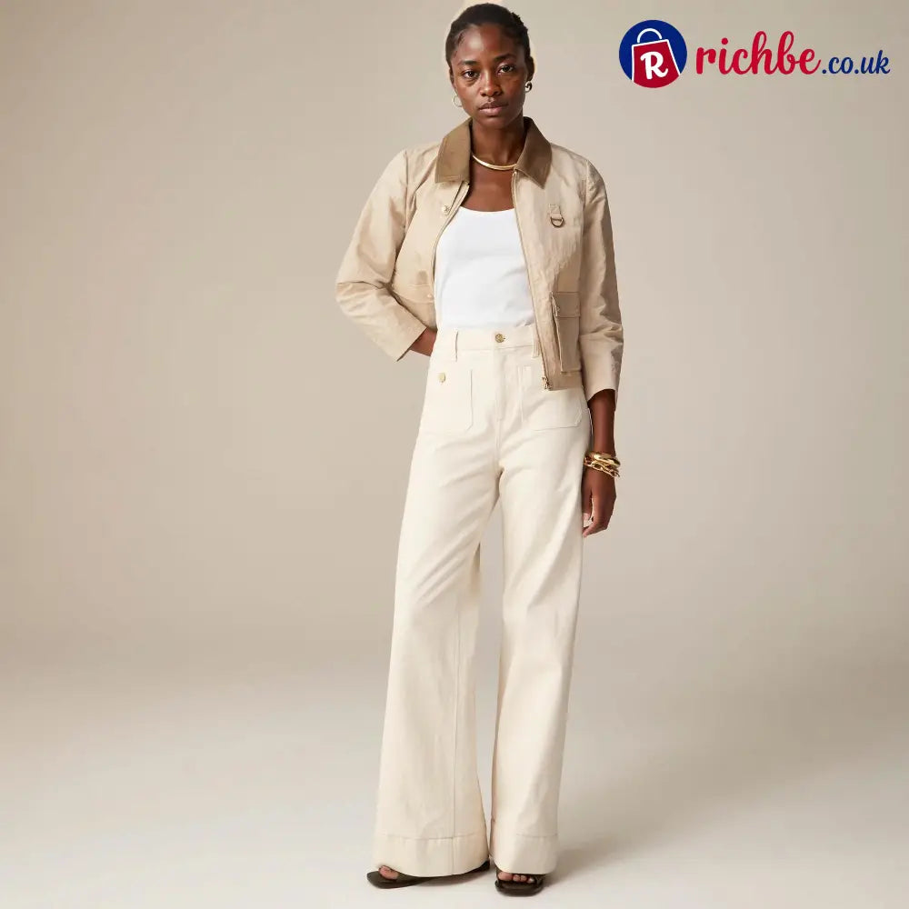 🧣👖Tummy Control Sailor Wide Leg Trouser - Ecru / Petite=28’’ / XS/US 2-4