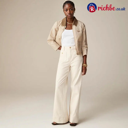 🧣👖Tummy Control Sailor Wide Leg Trouser - Ecru / Petite=28’’ / XS/US 2-4