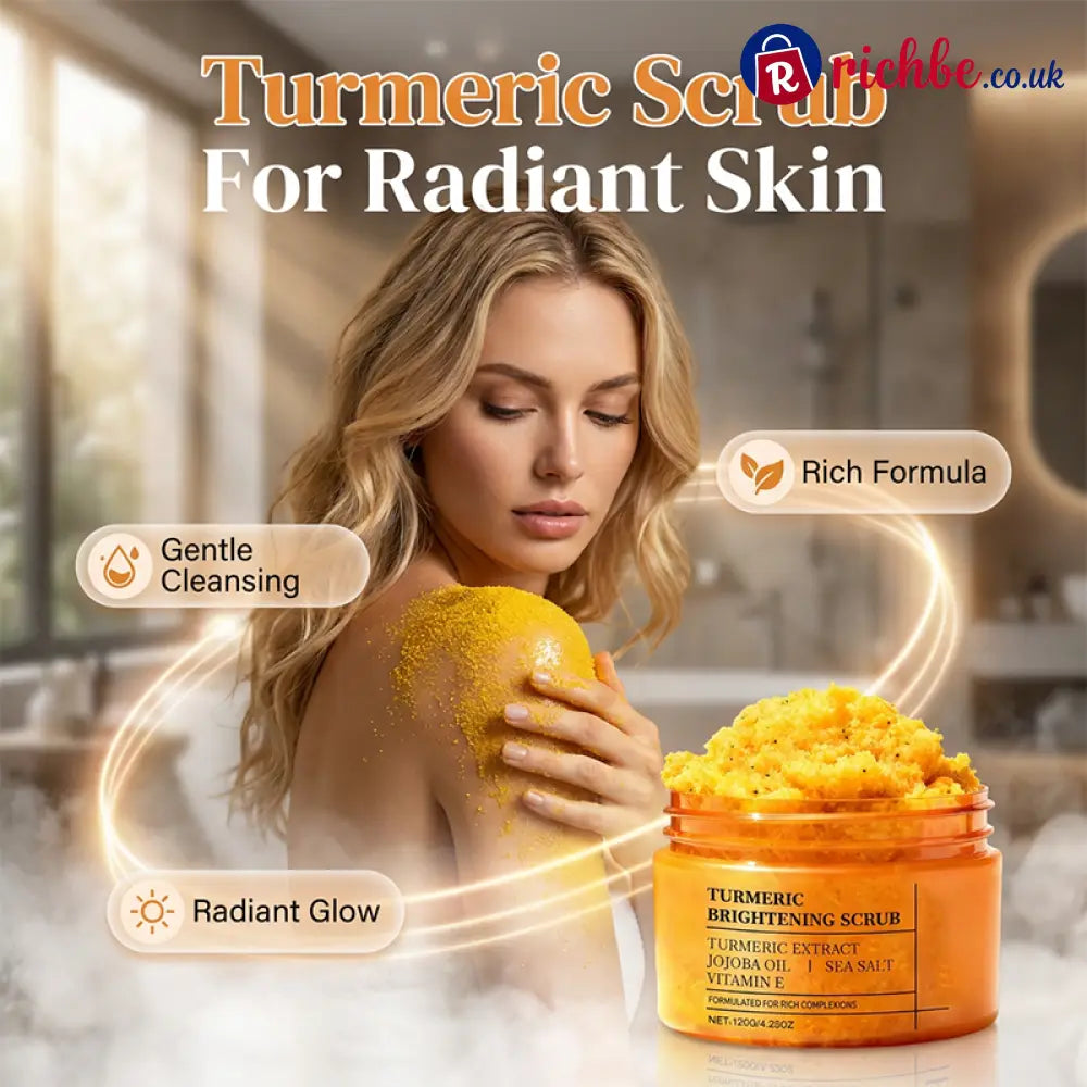 🌿✨ Turmeric Brightening Body Scrub – Natural turmeric jojoba oil & sea salt. Gently exfoliates dull skin – reveals