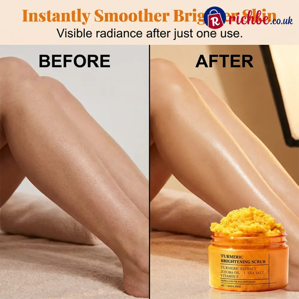 🌿✨ Turmeric Brightening Body Scrub – Natural turmeric jojoba oil & sea salt. Gently exfoliates dull skin – reveals