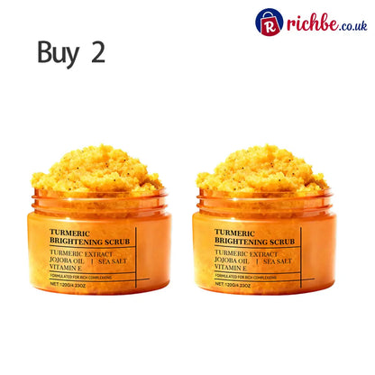 🌿✨ Turmeric Brightening Body Scrub – Natural turmeric jojoba oil & sea salt. Gently exfoliates dull skin – reveals