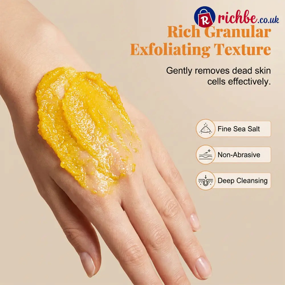 🌿✨ Turmeric Brightening Body Scrub – Natural turmeric jojoba oil & sea salt. Gently exfoliates dull skin – reveals