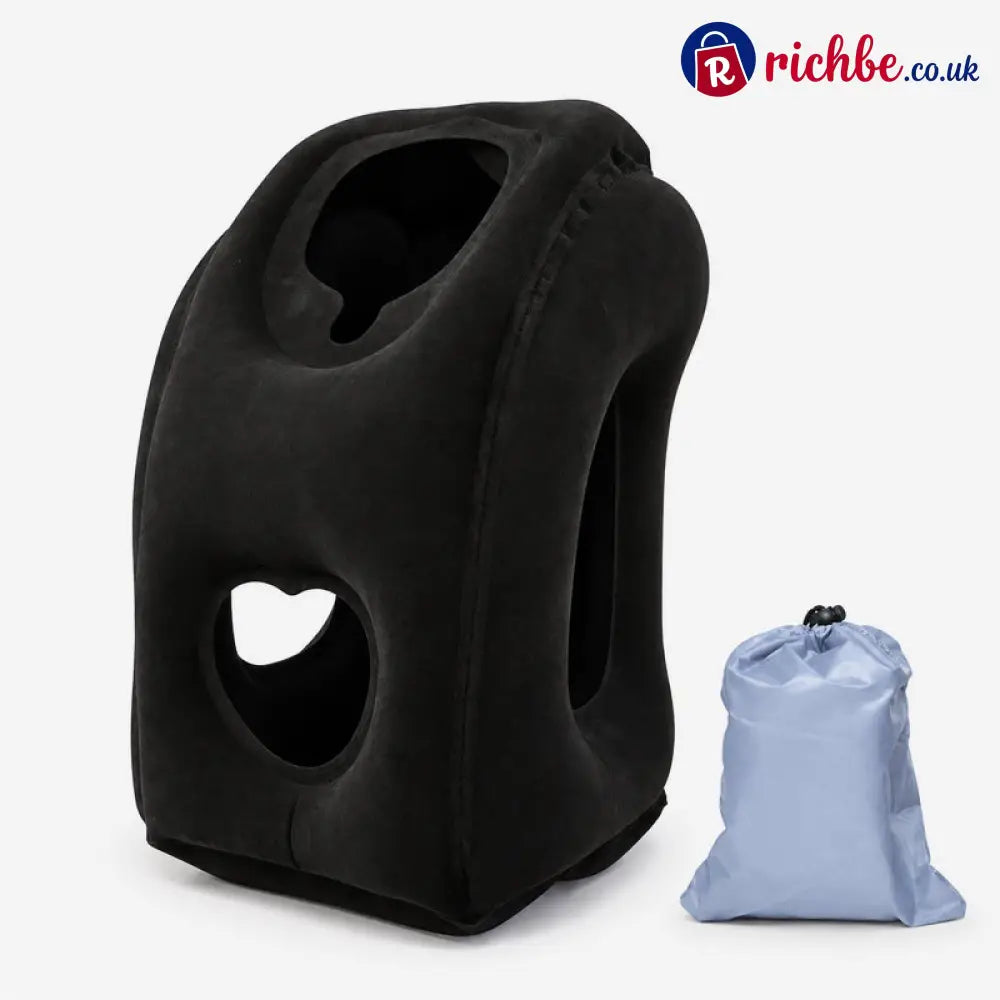 Ultra-Light Foldable Inflatable Travel Pillow | Portable Neck Support for Trips - Black - Houseware & Kitchen