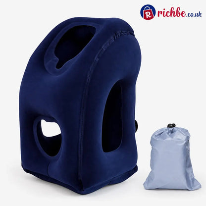 Ultra-Light Foldable Inflatable Travel Pillow | Portable Neck Support for Trips - Dark Blue - Houseware & Kitchen