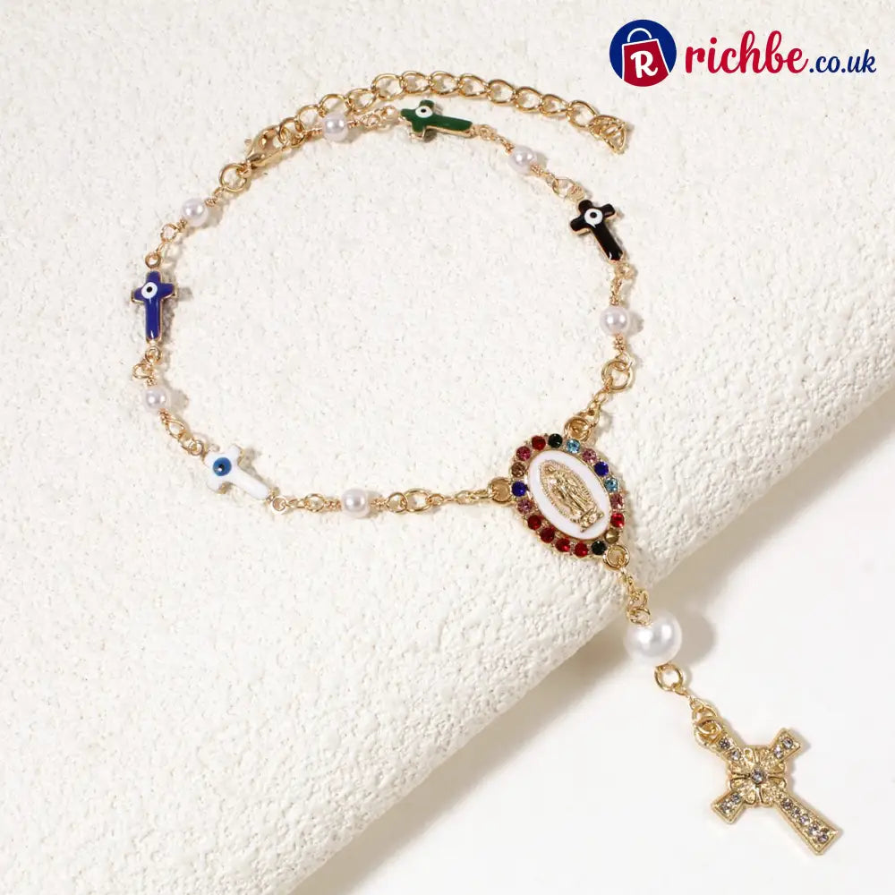 🚗 Unique Retro Steering Wheel Rosary Pendant - Colorful