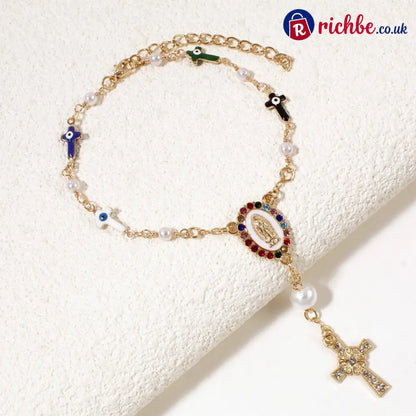 🚗 Unique Retro Steering Wheel Rosary Pendant - Colorful