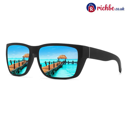 🕶️Unisex Polarized Sunglasses for Running Cycling & Driving – UV400 protection & lightweight - Black Frame Blue Mirror
