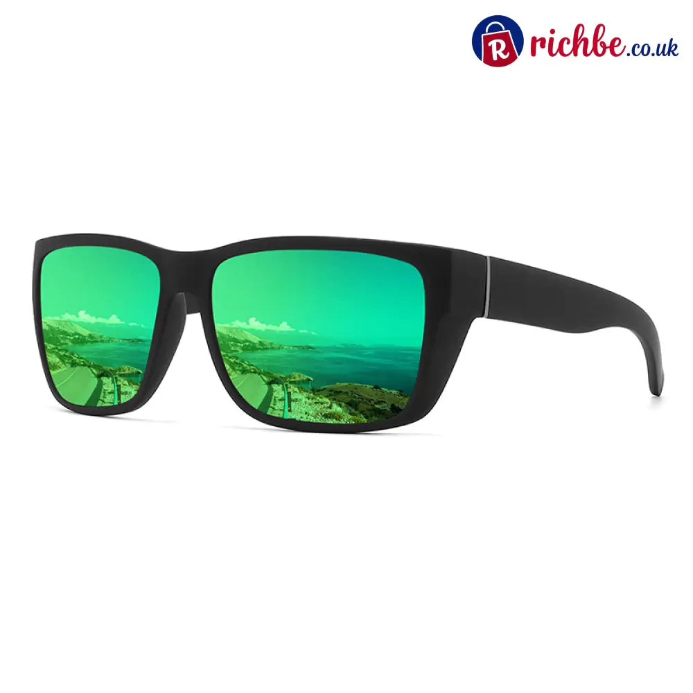 🕶️Unisex Polarized Sunglasses for Running Cycling & Driving – UV400 protection & lightweight - Black Frame Green Mirror
