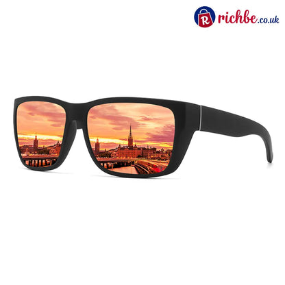 🕶️Unisex Polarized Sunglasses for Running Cycling & Driving – UV400 protection & lightweight - Black Frame Red Mirror