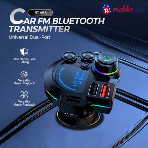 Universal Dual-Port Car FM Bluetooth Transmitter – Wireless Music Hands-Free Calling & Dual USB Charger - Bluetooth