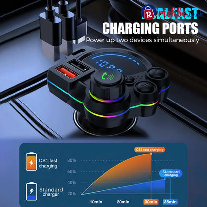 Universal Dual-Port Car FM Bluetooth Transmitter – Wireless Music Hands-Free Calling & Dual USB Charger - Bluetooth
