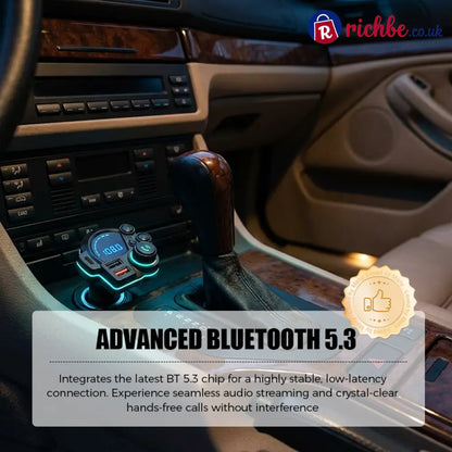 Universal Dual-Port Car FM Bluetooth Transmitter – Wireless Music Hands-Free Calling & Dual USB Charger - Bluetooth