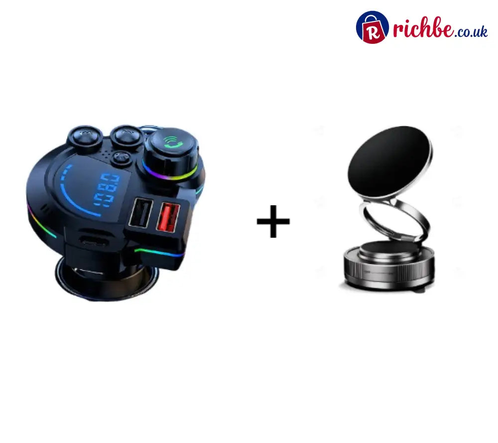 Universal Dual-Port Car FM Bluetooth Transmitter – Wireless Music Hands-Free Calling & Dual USB Charger - Bluetooth