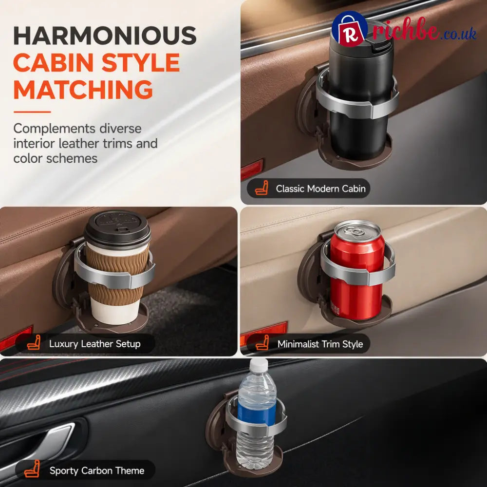 Universal Foldable Car Cup Holder with Hook Space-Saving Vehicle Drink Holder for Bottles Coffee Cups & Tumblers - Car