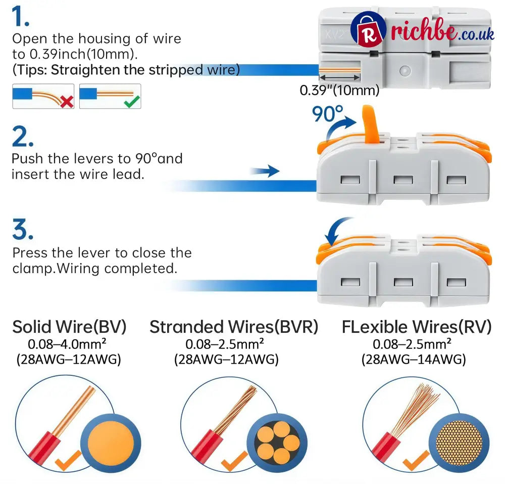 Universal Quick Lever Electrical Wire Connectors (24-12 AWG) Assortment