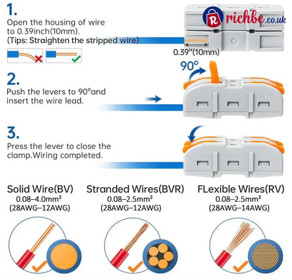 Universal Quick Lever Electrical Wire Connectors (24-12 AWG) Assortment